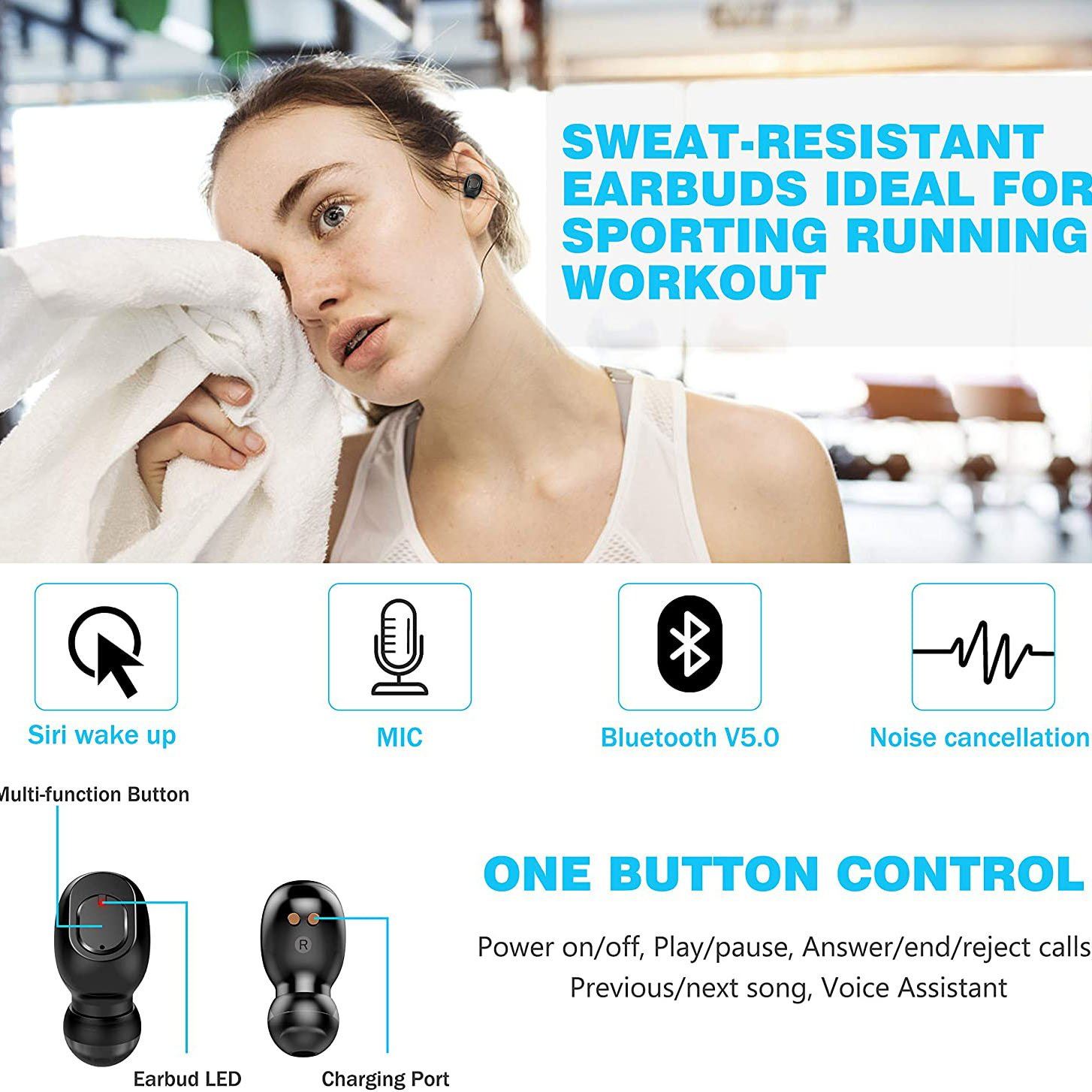 Bluetooth 5.0 Wireless Earbuds with 2000mAh Charging Case Stereo Headphones In-Ear Headphones - Tophatter Daily Deals